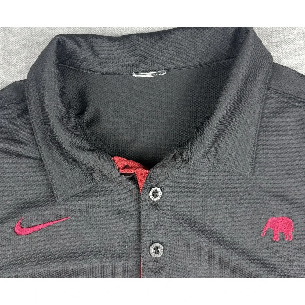 Nike Dri-FIT Alabama Elephant Polo Shirt Black Red Colorblock Men's M Golf